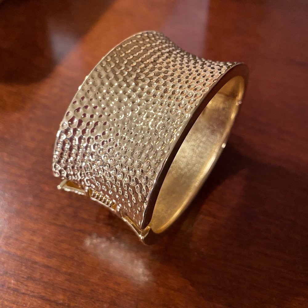 Hammered gold cuff bracelet